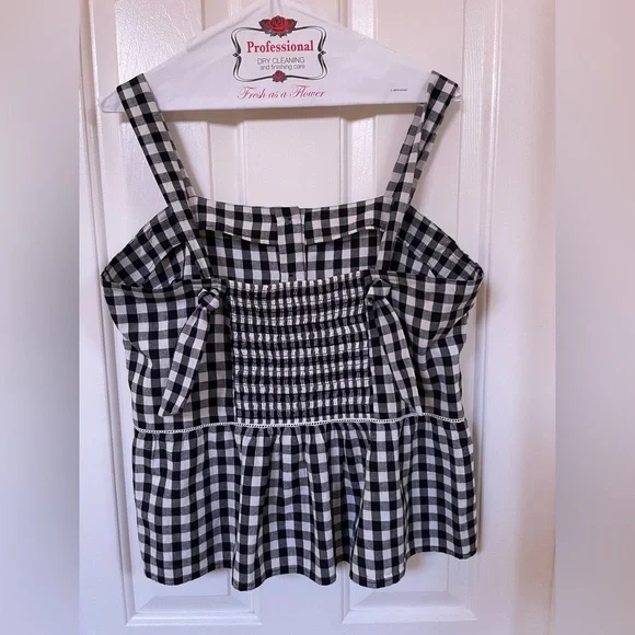 Sezane Laurette Top Black and White Vichy Print 10/42 - Picture 6 of 10